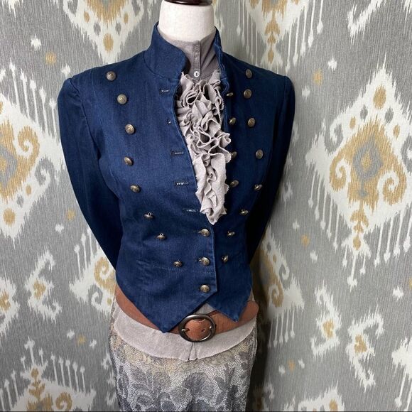 Ralph Lauren Indigo Blue Cropped Naval Officers Jacket - Picture 10 of 16